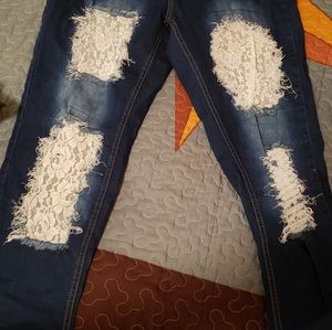Lace detail jeans